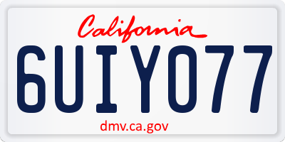 CA license plate 6UIY077