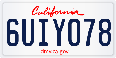 CA license plate 6UIY078