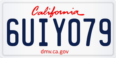 CA license plate 6UIY079