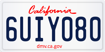 CA license plate 6UIY080