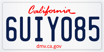 CA license plate 6UIY085