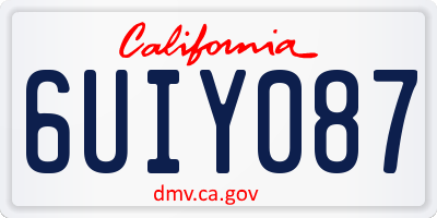 CA license plate 6UIY087