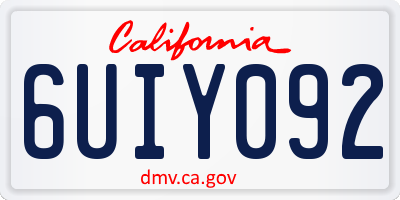 CA license plate 6UIY092