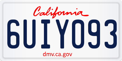 CA license plate 6UIY093