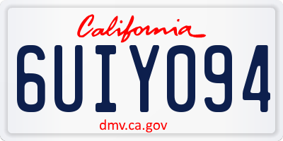 CA license plate 6UIY094