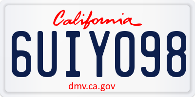 CA license plate 6UIY098