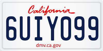 CA license plate 6UIY099