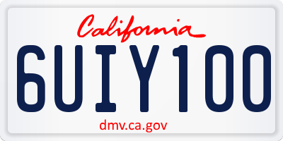 CA license plate 6UIY100