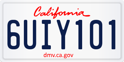 CA license plate 6UIY101