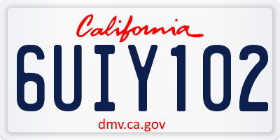 CA license plate 6UIY102