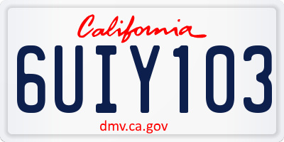 CA license plate 6UIY103