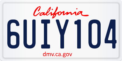 CA license plate 6UIY104
