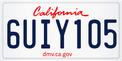 CA license plate 6UIY105