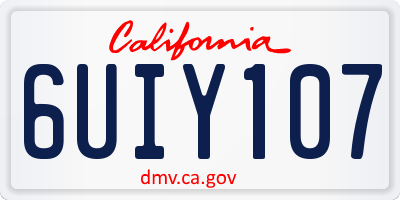 CA license plate 6UIY107