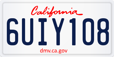 CA license plate 6UIY108