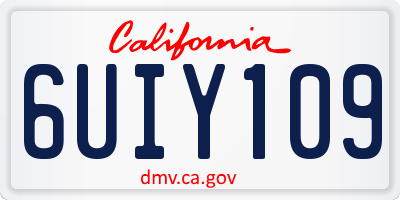 CA license plate 6UIY109