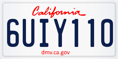 CA license plate 6UIY110