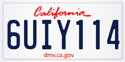 CA license plate 6UIY114