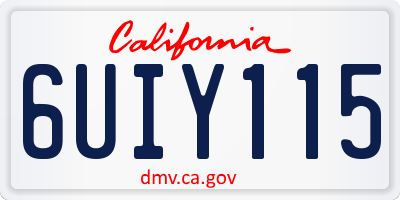 CA license plate 6UIY115