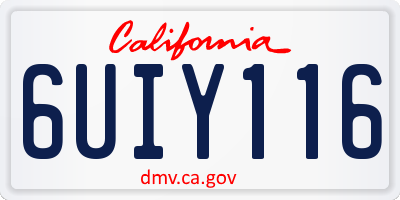 CA license plate 6UIY116