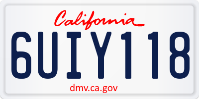 CA license plate 6UIY118