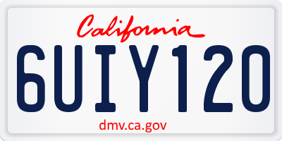 CA license plate 6UIY120