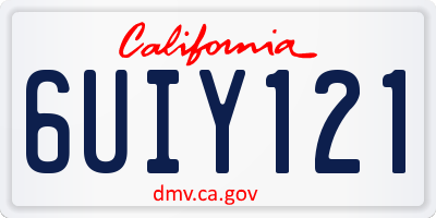 CA license plate 6UIY121