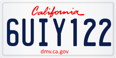 CA license plate 6UIY122