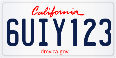 CA license plate 6UIY123