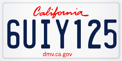 CA license plate 6UIY125