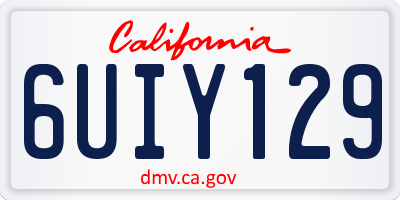 CA license plate 6UIY129