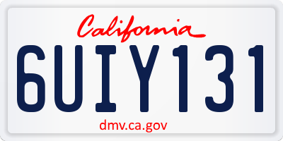 CA license plate 6UIY131