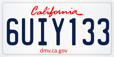 CA license plate 6UIY133