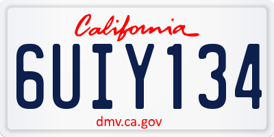CA license plate 6UIY134