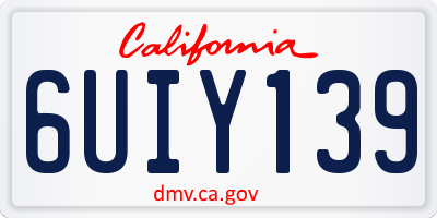 CA license plate 6UIY139