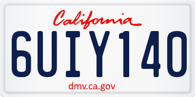 CA license plate 6UIY140