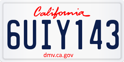 CA license plate 6UIY143