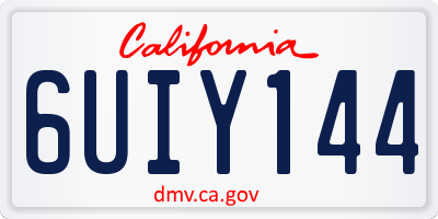 CA license plate 6UIY144