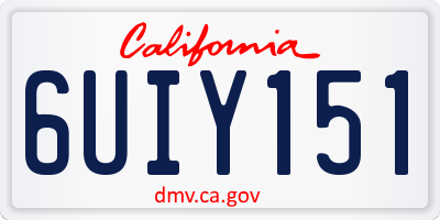 CA license plate 6UIY151