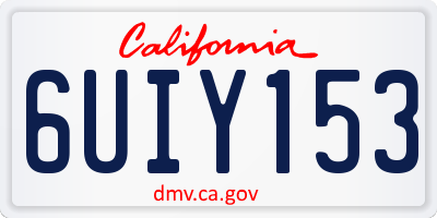 CA license plate 6UIY153