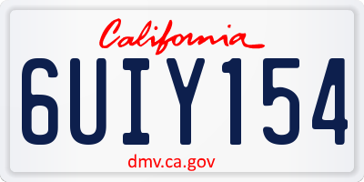 CA license plate 6UIY154