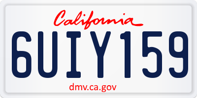CA license plate 6UIY159