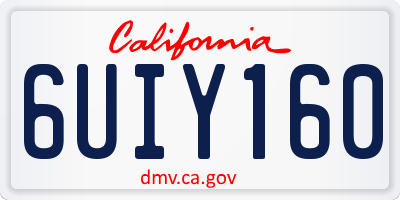 CA license plate 6UIY160