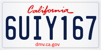 CA license plate 6UIY167