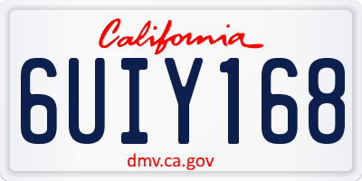 CA license plate 6UIY168
