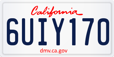 CA license plate 6UIY170