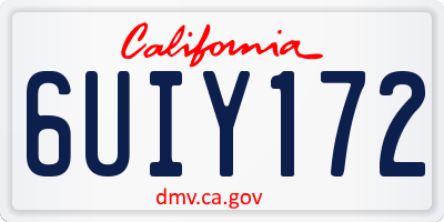 CA license plate 6UIY172