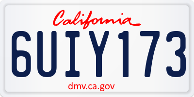CA license plate 6UIY173