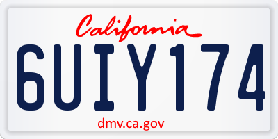 CA license plate 6UIY174