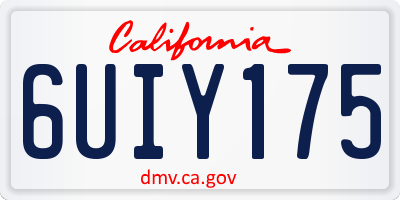 CA license plate 6UIY175